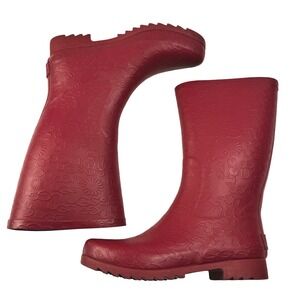 Womens UGG Wilshire All Over Print Red Waterproof Rain Boots Y2K 3385 Size 7 M